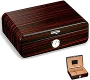 Cigar Humidor | Spanish Cedar Wood Cigar Case with Hygrometer & Humidifier and Divider | Holds up to 50 Cigars | Cigar Box Afficionados,B