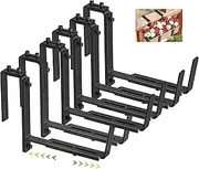 Y&M 6 PCS Adjustable Planter Box Brackets for Window Boxes Planters, Heavy Duty Wall Mounted Hooks Hangers for Flower Baskets Holder Durable, Hanging Brackets for Fence Patio Garden Balcony