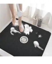 Non-Slip Shower Mat 24x24, with Drain, Soft PVC Loofah, Quick Dry Bath Mat New..