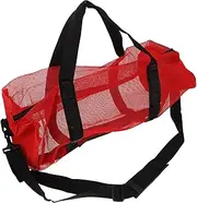 [WESIEVYA] Large Beach Tote Mesh Bag Bag for Women Portable Lightweight Tote Handles Red Nylon for Pool Travel