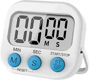 Kitchen Timer, Digital Kitchen Timers, Simple Operation, ON/Off Switch, Big Digits, Loud Alarm, Magnetic Backing Stand, for Cooking Baking, Classroom, Bathroom, Teachers, Kids (White)
