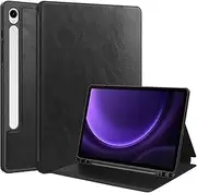 Case Compatible with Samsung Galaxy Tab S9 FE 5G 10.9 Inch/Tab S9 11 Inch 2023 SM-X710/X716B/X718U/SM-X510/ X516B Smart Tablet Cover with Pen Holder Leather Cover Folio Protective Cover(Black)