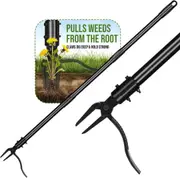 FOHOA 1.2M Stand Up Weed Puller Tool with 4 Claws and Foot Pedal Heavy Duty
