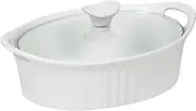 Corningware French White III Oval Casserole with Glass Cover, 1.5-Quart
