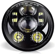 [WISAMIC] 5-3/4" 5.75" LED Projection Headlight for Harley-Davidson 883, Sportster, Triple, Low Rider, Wide Glide Motorcycles(Black)