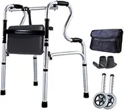 Walker,Lightweight Aluminium Rollator, Foldable Seniors Walkers with Seat, Folding Rollator Walking Frame with Toilet Handrail, The Most Suitable Gift,Gray Little Surprise