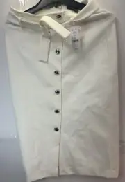 White House Black Market Women's White /Silver Button Up Pencil Skirt W/ Belt 4