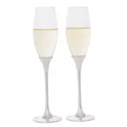 2pc Gibson Gifts Diamond Wedding Champagne Flute Wine Glass Drinkware Set