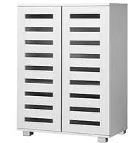 ALFORDSON Shoe Cabinet 21 Pairs Shoes Storage Rack Adjustable Cabinets Organiser Drawer Shelf with Slatted Doors, Wooden Home Furniture for Living Room, Entryway, Hallway, 86cm White