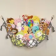 Lilly's Love Stuffed Animal Storage Macrame Hammock w/Lights | Boho Style Rope Netting | Organize The Plushie Chaos (Grey)