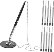 HOMSFOU 1Set Desktop Signature Pen with Chain Multi Use Business Countertop Writing Pens Elegant Design with Refills for Office and Bank Use Comfortable Grip
