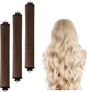 Hair Heatless Curling Rod, Heatless Headband Curler, Heatless Curling Ribbon with Hook, Easy to Use Sleep Curling Ribbon, Curl Styling Kit for Sleep in Overnight, Brown 3 Pack