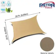 Petra's 20 Ft.(Desert Sand) Square Sun Sail Shade, Durable Outdoor Patio Fabric.