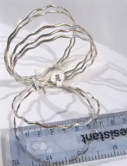 925 Sterling Silver Bangle Bracelet 7 Pieces Set 6.5 cm Diameter Wavy Design