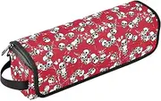 [sanluoli] 2-in-1 Curling Iron Travel Case and Heat Resistant Mat with Zipper Large Capacity Hair Straighteners Organizer Skull Evil Red