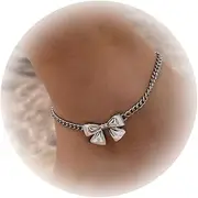 [Zhang shine] Anklets for Women Gold Silver Plated Bow Ankle Bracelets Cuban Link Knot Anklet Fashion Beach Summer Foot Jewelry