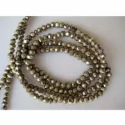 3.5mm Natural Pyrite Micro Faceted Coated Rondelle Bead, Natural Pyrite Gemstone