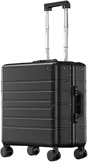 [ANNI RIEL] 18 inch All Aluminum Magnesium Hardside Carry on Luggage, Airline Approved Zipperless Hardshell Suitcases with Spinner Wheels, Small Mini Suitcase Metal Rolling Luggage for Travel, Business,