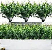6 Bundles Outdoor Artificial Boxwood UV Resistant Fake Stems Plants, Faux Plastic Greenery for Indoor Outside Hanging Plants Garden Porch Window Box Home Wedding Farmhouse Décor
