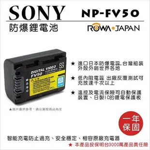 【199超取免運】攝彩@樂華 FOR Sony NP-FV50 相機電池 鋰電池 防爆 原廠充電器可充 保固一年【全壘打★APP下單 跨店最高20%點數回饋!!】