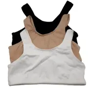 Fruit of the Loom Pull Over Cotton Sport Bra 3-Pk White Nude B-Girls/Kid Size 30