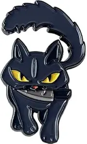 [Alzombi] Black Cat with Blade Pin, Cute Cat Enamel Lapel Pin, Cartoon Animal Pin Badge for Clothing Bag Backpack Hat, Copper, no gemstone