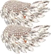 [Baluue] Rhinestone Crystal Wing Shoe Clips Detachable Shoe Charms for Weddings Parties Sparkly High Heel Accessories Versatile Glamorous Footwear Decorations Silver