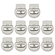 10Pcs Alloy Spring Cord Lock Ends Toggle for Shoelaces Silver Tone 14.2x16.6mm