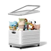 Catzon Collapsible Storage Bins with Wheels & Handle for Toys Books Clothes-Grey