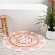 Folk Flower Pecan Bath Mat Round [HABAFOLKF20C]