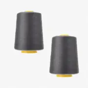 StitchMaster Duo: 2-Pack Gray-Black Polyester Sewing & Serger Thread - 8000 Yard