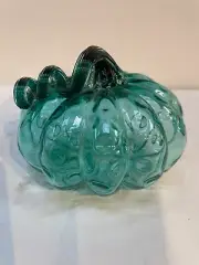 Unique Hand Blown Glass Pumpkin - Teal