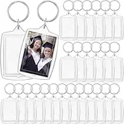 [MTLEE] 100 Pcs Graduation Rectangle Acrylic Photo Frame Keychain Clear Photo Insert Keychain Blank DIY Picture Frame Keyring with Split Ring for School Party Gift, Suit for 1.3'' x 1.8''(100 Pcs