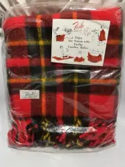 Faribo Faribault Fluff Loomed Acryclic Red Plaid Blanket Vtg NEW sealed in bag