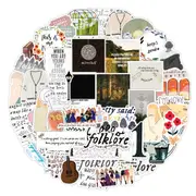 50pcs/set Taylor Folk Song Album Folklore Stickers For Laptop Planner Phone Notebook Luggage Scrapbook Diary Bullet Journal Fans Toy