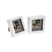 Nicola Spring 2 Piece 4 x 4 3D Shadow Box Photo Frame Set - Craft Display Picture Frame with 2 x 2 Mount - White