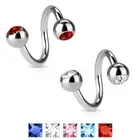 (2pc) 14G (1.6MM) CZ Spiral Twist Curved Barbell (11mm diameter)
