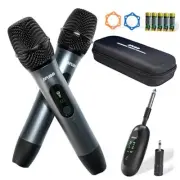 Wireless Microphone Set for Singing, Karaoke & Events, Dual-Mic Receiver,