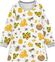 [Caihoyu] Baby Girls' Winter Dresses Kid Crewneck Basic Dress, Sweet Honey Bee, 3 Years