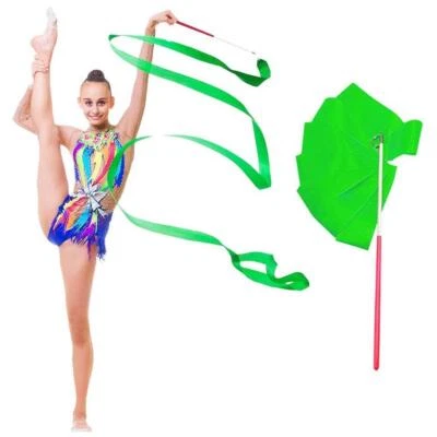 1PCS Colors Ribbon Dance Rhythmic Gymnastic Streamer Twirling Baton Rod T7W9