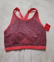 SPANX Seamless Sculpt Coral Punch High Scoop Neck Crossback Sports Bra Women S L