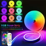 Neon LED Strip Lights 12-24V 84LEDs/M Silicone Neon Rope Light Bluetooth Music S