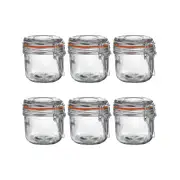 Argon Tableware Glass Storage Jars with Airtight Clip Lid - 200ml Set - Pack of 6