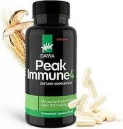 Daiwa Peak Immune 4 - Immune System Booster – Rice Bran and Shitake Mushroom Supplement for Natural Immune Support, 50 Count