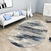 Oval Carpet Living Room, Nordic Design Washable Home Balcony Playroom Dining Office Sofa Soft Area Rugs 90x200cm Ellipse Non-Slip Floor Mats(4.6ft×5.2ft/140×160cm)