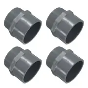 4 Pcs Union PVC Pipe Fitting 2.5" Male Adapter Thread Connector, Grey