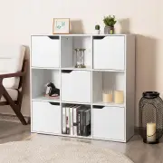CostwayCube Shelf with 9 Compartments and 5 Magnetic Doors-White