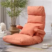 Floor Gaming Chair with 5 Adjustable Position,Foldable Lazy Sofa Chair Couch Recliner with Armrest,Comfy Chaise Lounge Floor Bed Sleeper for Bedroom(Orange)
