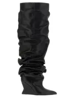 [Balmain] Balmain-Cuissardes Leather Stivali E Stivaletti Nero-Donna 40