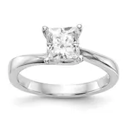 0.33ct. CZ Solid Real 14k White Gold Square Solitaire Engagement Ring